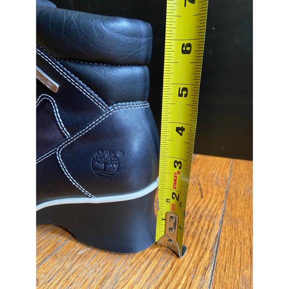 TIMBERLAND Wedge Square Toe Black Ankle Boots sz 5.5 - Picture 11 of 11